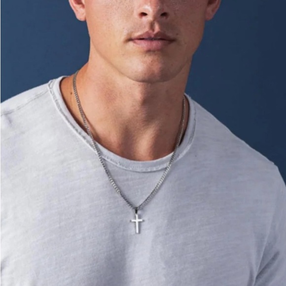 Stainless Steel Silver Cross Pendant “To My Man” Necklace - Picture 4 of 4